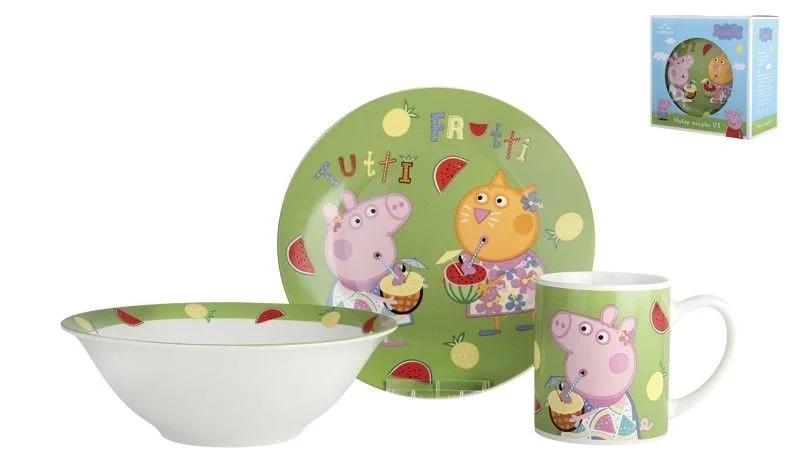 КОРАЛЛ Набор посуды д/завтрака 3 пр. Свинка Пеппа фрукты TSET3PPF
