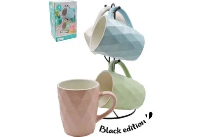 КОРАЛЛ Набор кружек «Гранит» на металлической подставке (4 шт.) 22093