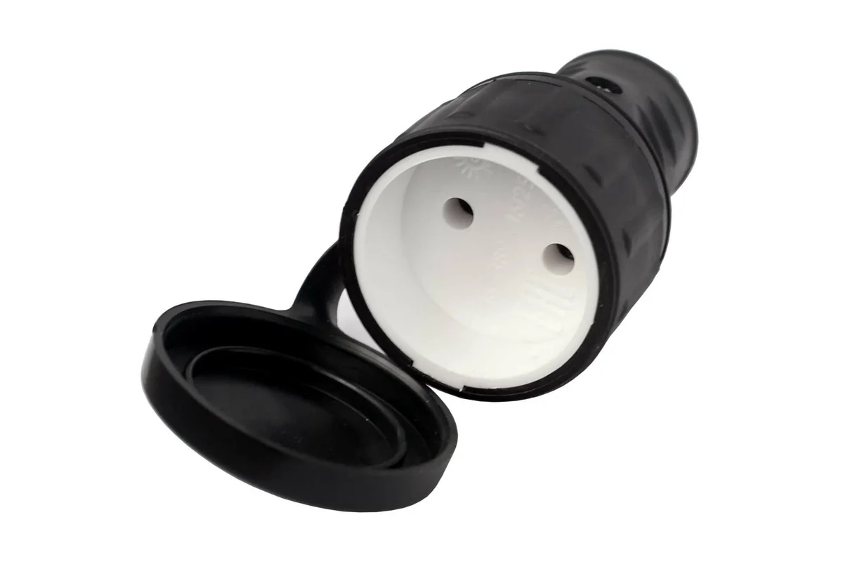 Переносная 1-местная брызгозащищённая каучуковая розетка Р16-389