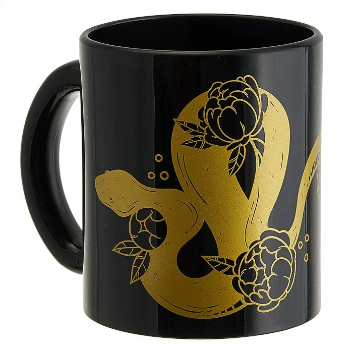 DELTA Кружка 300 мл 1208/DPP "Змея в пионах" черный/золотой СИМВОЛ ГОДА 2025