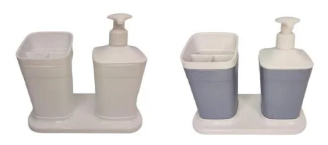 РОССПЛАСТ Дозатор д/жидкого мыла + Держатель д/зубных щеток НВК-900 ГОЛУБОВАТО СЕРЫЙ/БЕЛЫЙ