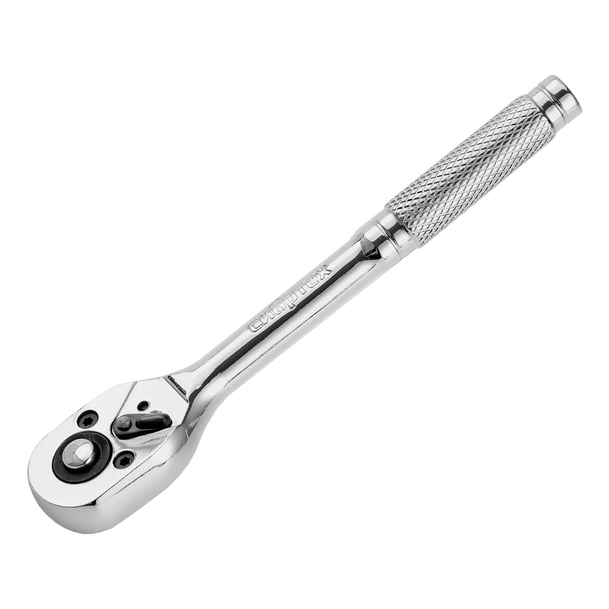 Сибртех Ключ-трещотка 1/4", 45 зубьев, цельнометаллический, с быстрым сбросом, CrV, хром 14014