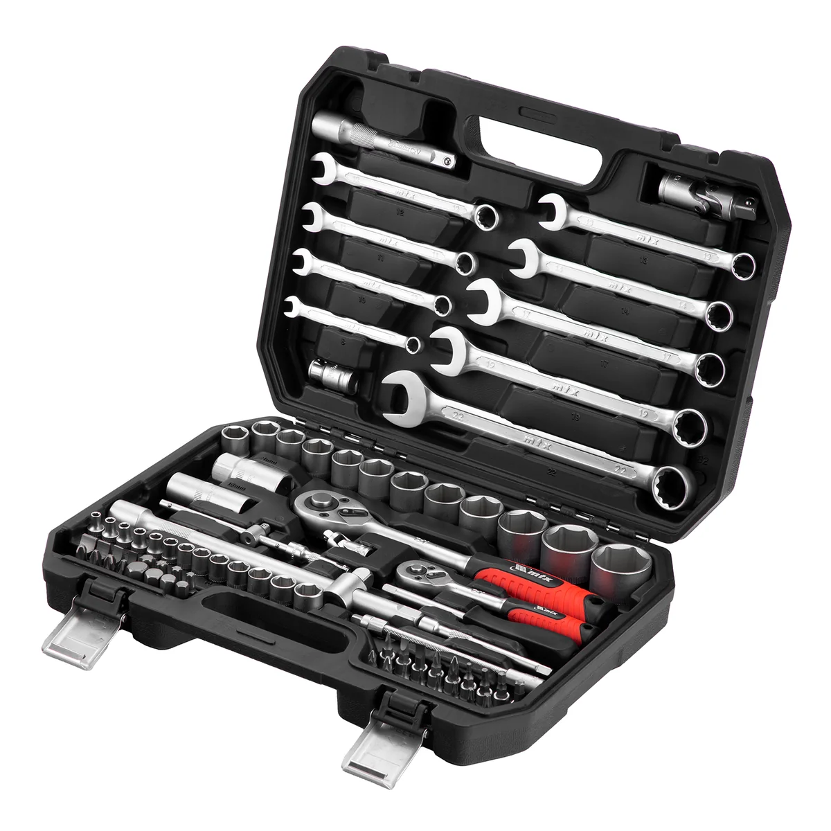 Matrix Набор инструментов, 1/2", 1/4", пластиковый кейс, 82 предмета 13563