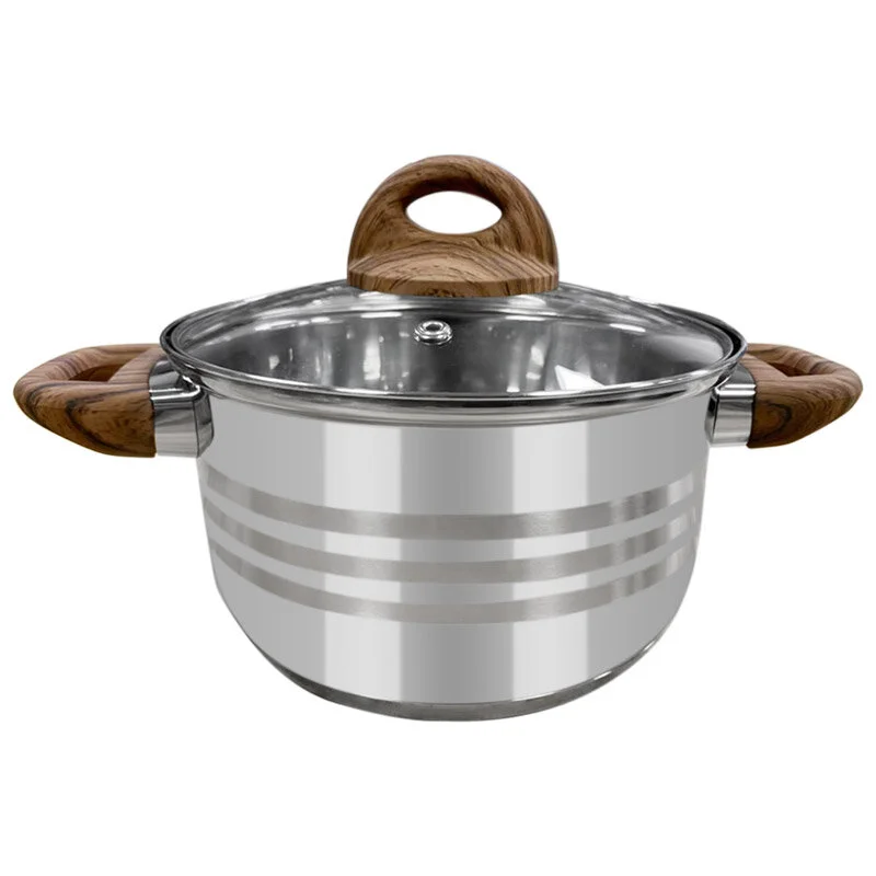 Mallony Кастрюля, FORESTA, объём: 5 л из нержавеющей стали с крышкой с ручками под дерево soft-touch 106803-SK