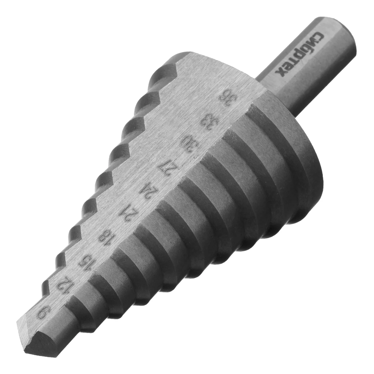 Сибртех Сверло ступенчатое по металлу, 9-12-15-18-21-24-27-30-33-36 мм, 723014