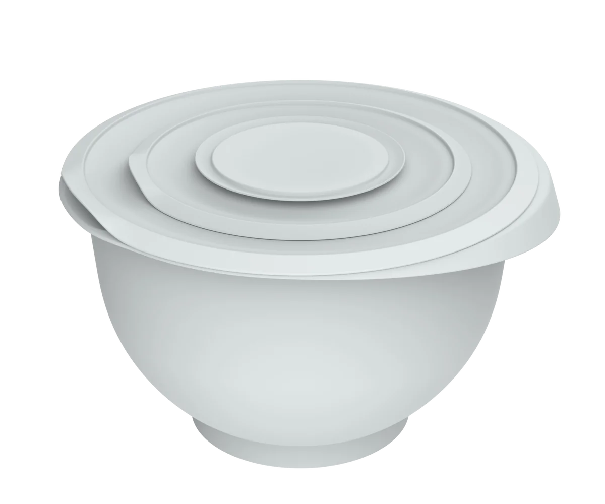 Альт-пласт Набор мисок для взбивания с крышкой и мерным стаканом № 1 КУЛИНАР СЕРЫЙ (0,7л+2,1л+ 5,3л) АП 1060