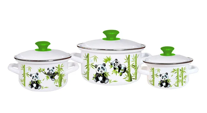 КМК Набор кастрюль (6пр.) Пандочки-1 белый
