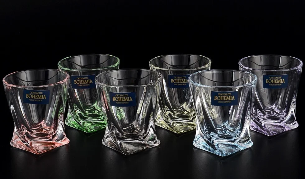 BOHEMIA Набор стопок Crystalite Quadro Ассорти 55 мл(6 шт) 22991 (Чехия)