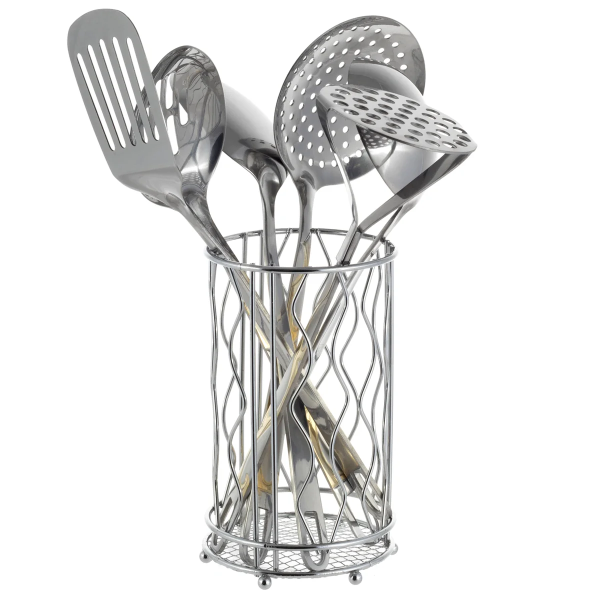 Kamille Набор кухонных принадлежностей 7 предметов KM-5231 из нержавеющей стали с позолотой