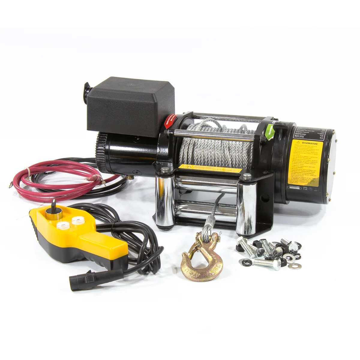 Denzel Лебедка автомобильная электрическая LB-2000, 2.2 т, 3.2 кВт, 12 В 52021