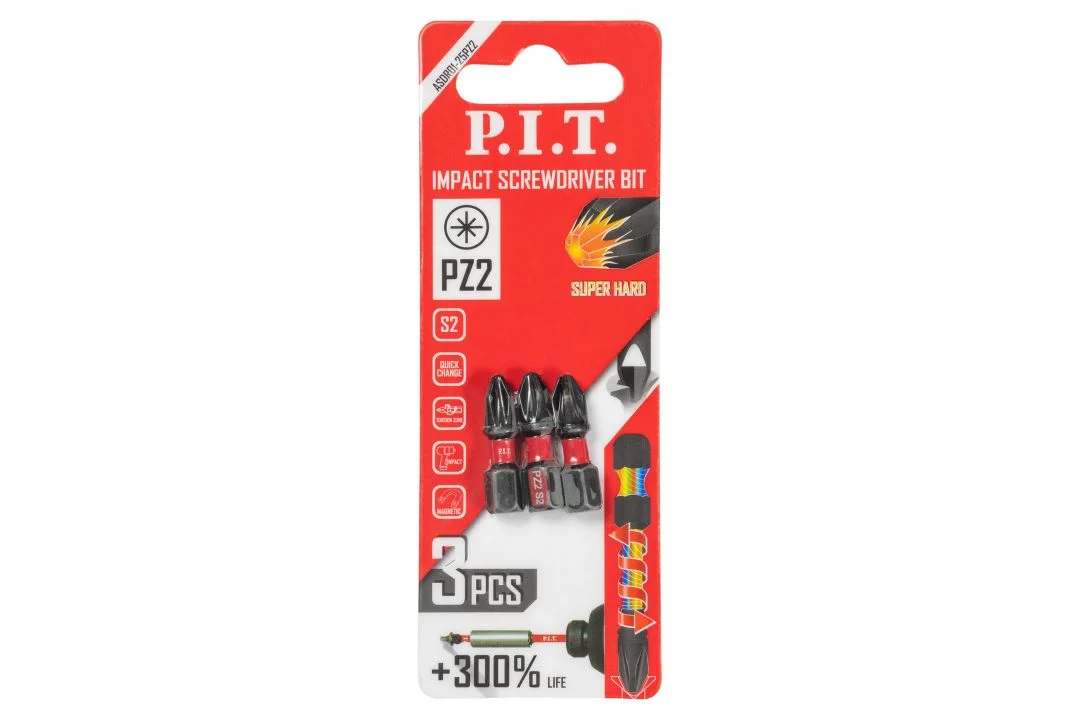 P.I.T. Бита ударная магнитная PZ2x25 мм, IMPACT, торсионная зона, 3 шт. (ASDR01-25PZ2)
