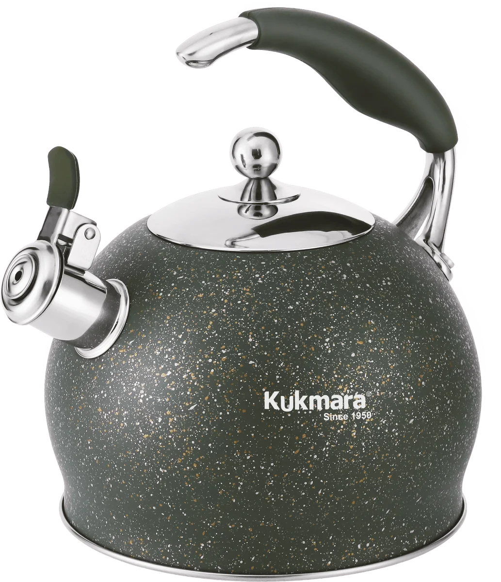 Kukmara Чайник из нержавеющей стали, со свистком, 3л, «Malachite» Ч-03