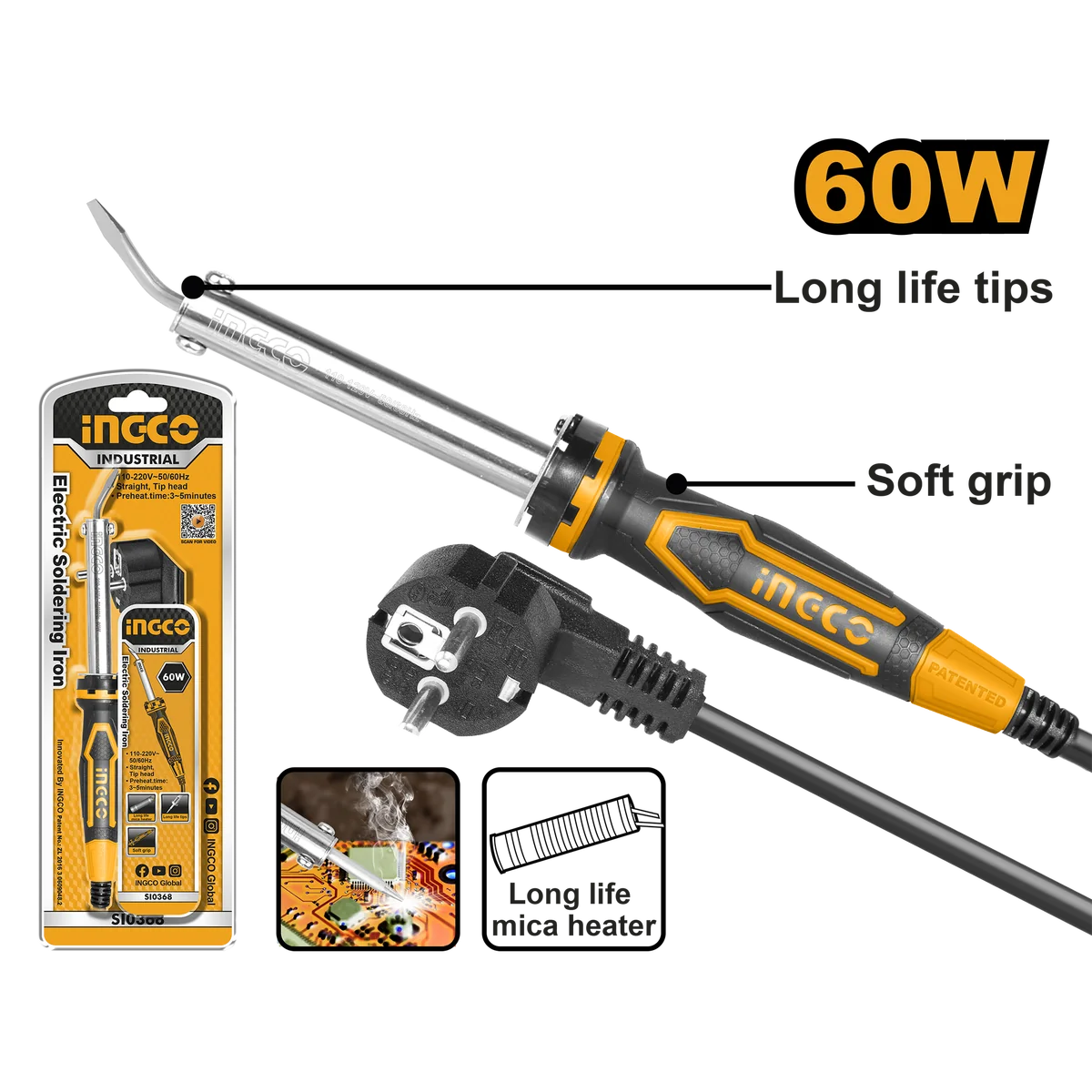 INGCO Паяльник электрический 60Вт SI0368 INDUSTRIAL