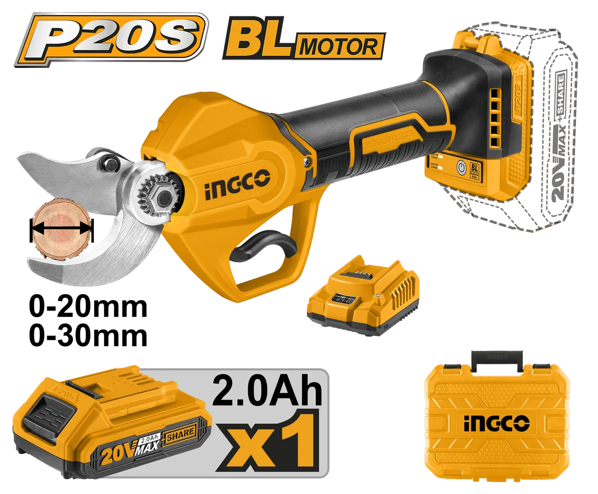 INGCO Аккумуляторный секатор 20 В Li-Ion CSSLI203083 INDUSTRIAL