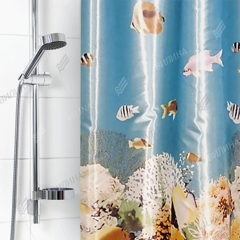 VILINA Занавес для ванной комнаты 180 x 180 см 6666 БИРЮЗА МОРСКОЕ ДНО 1039