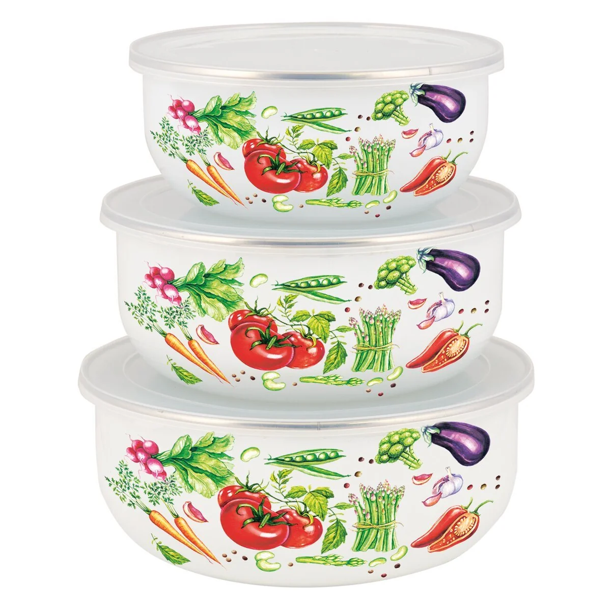 Appetite Набор мисок эмал 3пр Veggies пласт/кр BW01-V