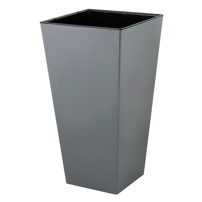 Delta Горшок для цветов InGreen London CUBE 250х250х470 мм, 19,4 л, c дренажной вставкой IG780310026 вулканический серый