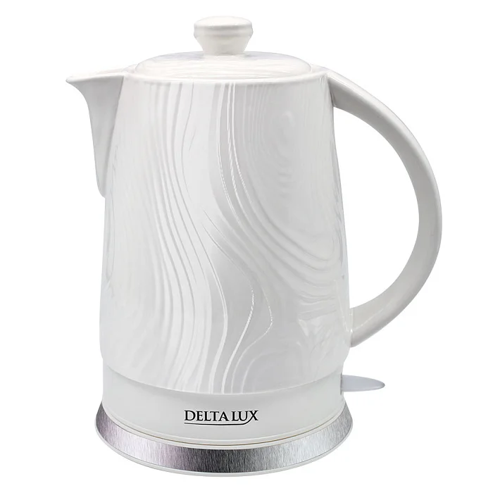 DELTA Чайник электрический 1800 Вт, 1,8 л, корпус из фарфора LUX DE-1022 белый