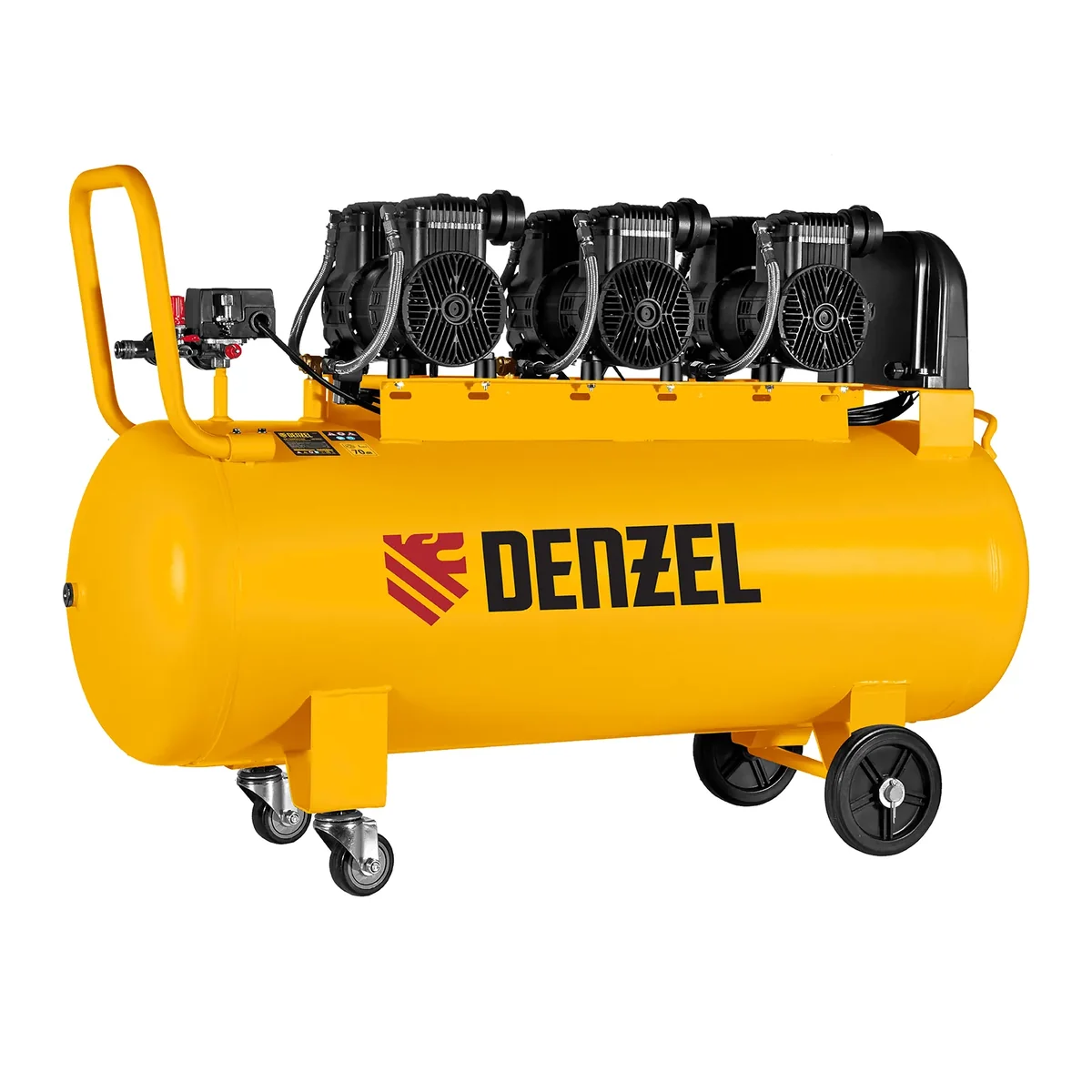 Denzel Компрессор безмасл. малошумн. DLP-4500/150, 4,5 кВт, 3х1,5 кВт,150 л, 2850 об/мин,750 л/мин 58146