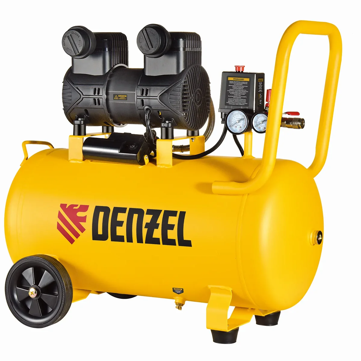 Denzel Компрессор безмасл. малошумный DLP-1500/50, 1,5 кВт,50 л, 2850 об/мин, 250 л/мин 58143