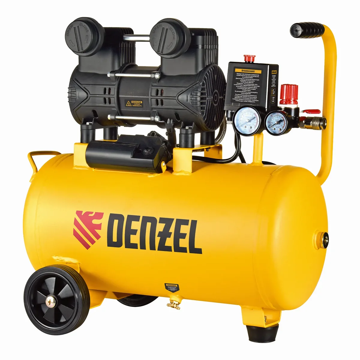 Denzel Компрессор безмасл. малошумный DLP-950/24, 950Вт,24 л, 2850 об/мин, 170 л/мин 58142