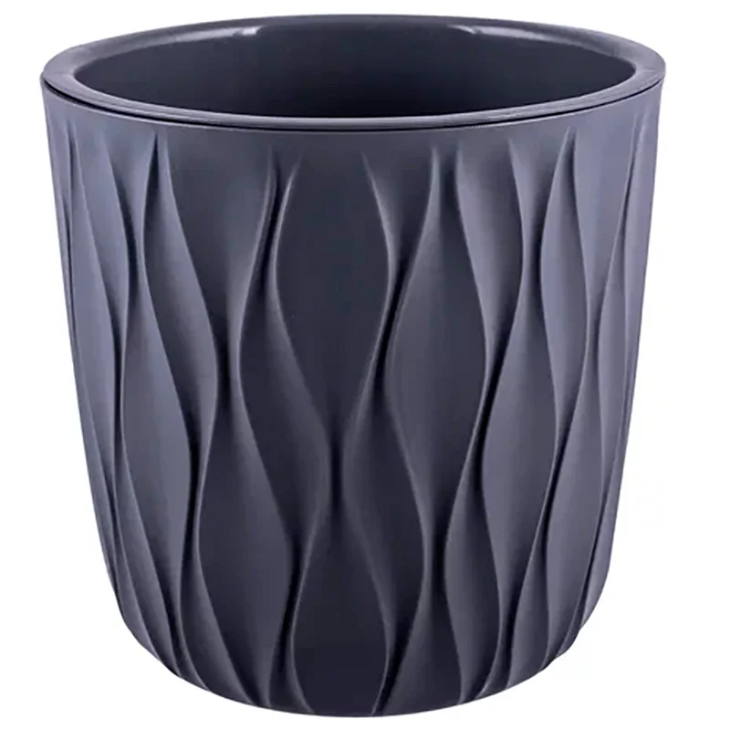 ПОЛИМЕРБЫТ Горшок для цветов 6,1 л, 217 мм Desert с дренажной вставкой 4386605 серый