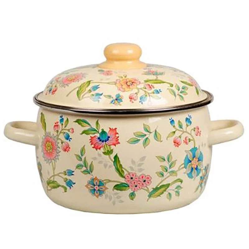 Mallony Кастрюля сферическая 2л, слоновая кость, Луговые цветы 107799-SK