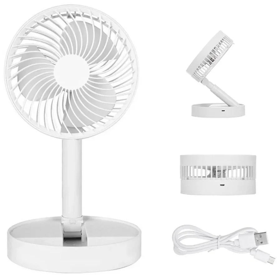 Ramozi Вентилятор настольный мини складной, 30х16.5 см, зарядка от USB RA-9451 Белый