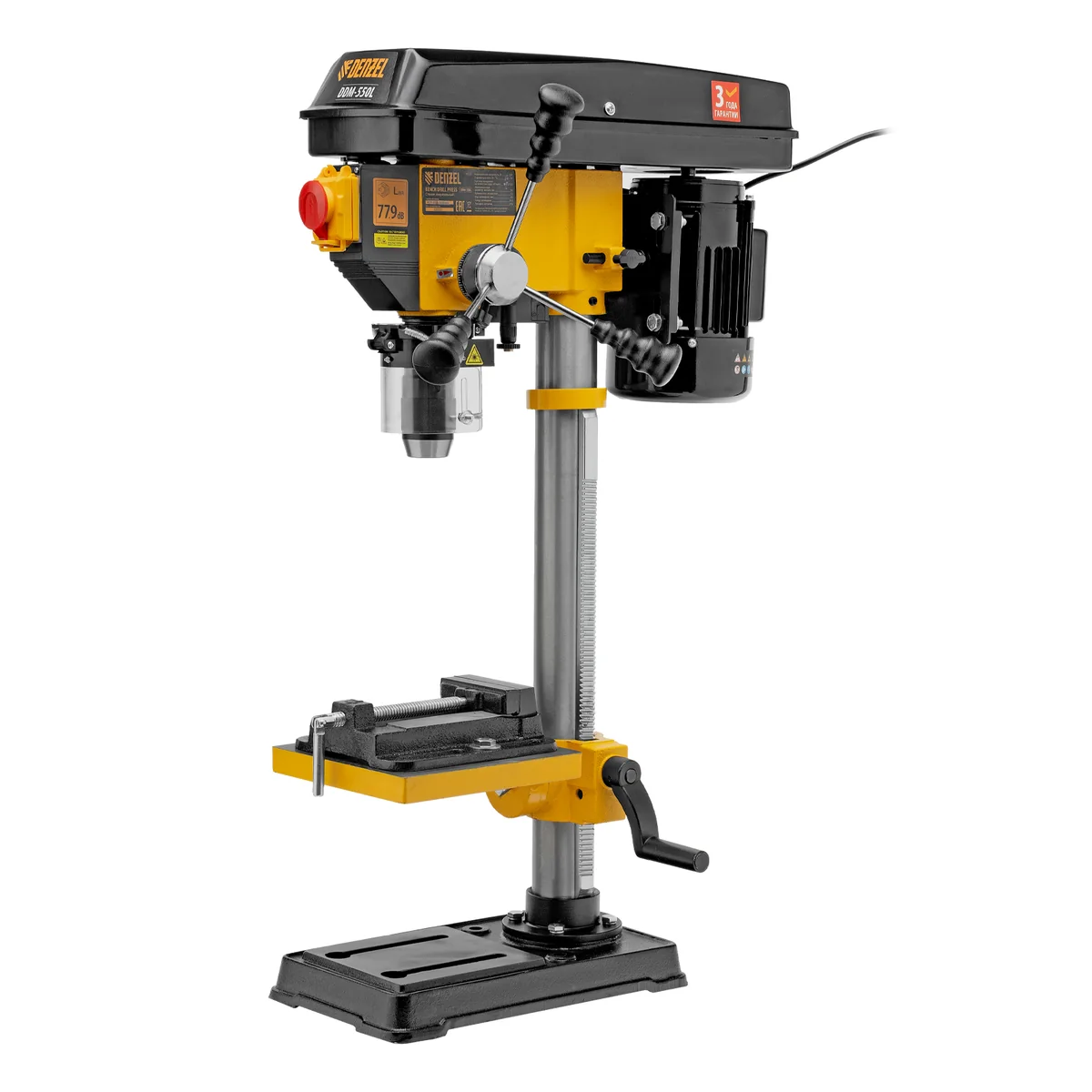 Denzel Станок сверлильный DDM-550L, 550 Вт, 16 мм, 12 ск., лазер, настольный 95322