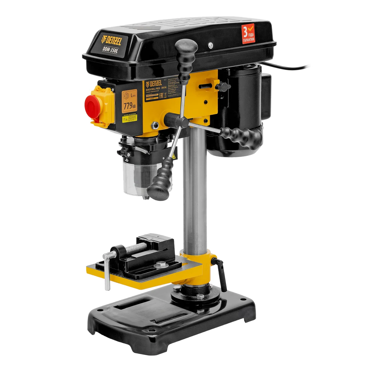 Denzel Станок сверлильный DDM-350L, 350 Вт, 13 мм, 5 ск., лазер, настольный 95321