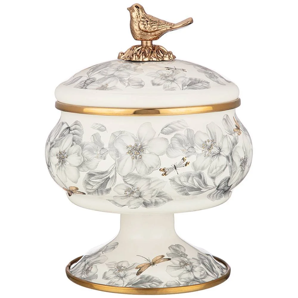 Lefard Сахарница Agness эмалированная на ножке, серия ЯБЛОНЕВЫЙ САД, 850мл. 950-535