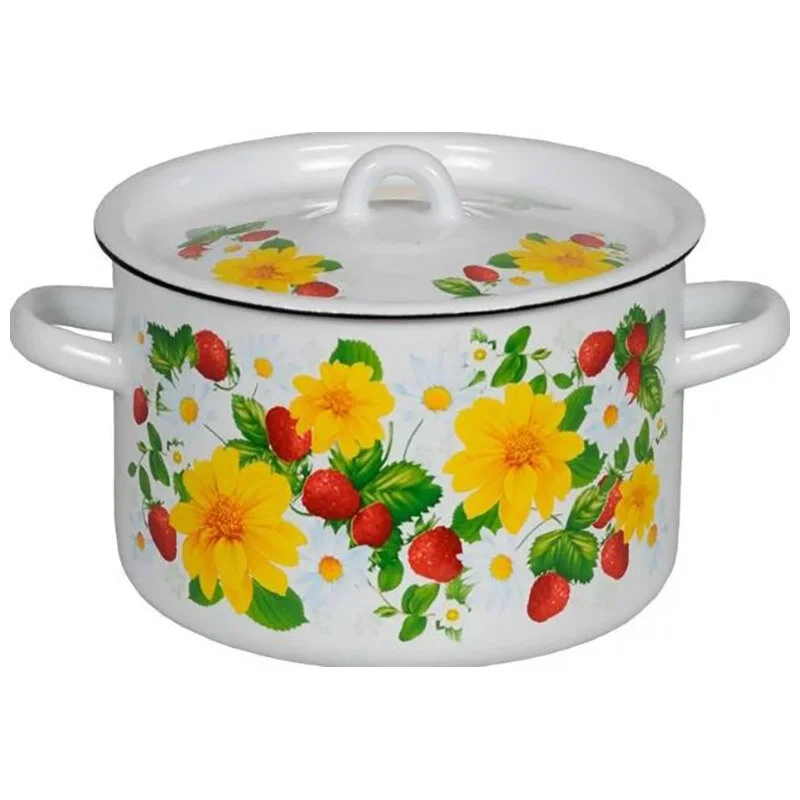 Mallony Кастрюля цилиндрическая 2,9л, белоснежная "Земляника" 107792-SK