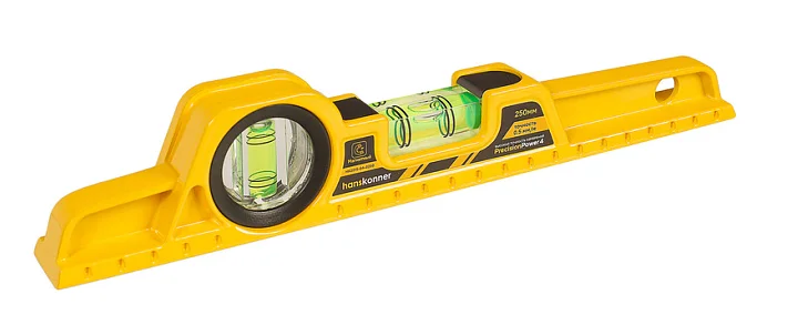 Hanskonner Уровень литой, 250мм, 2 колбы, фрезеров., 2 магнита, 0.5 мм/м, HK2015-04-0250