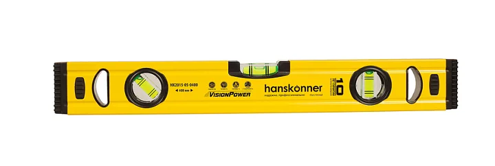Hanskonner Уровень алюм., 400мм, 3 колбы (одна светится), 0.5 мм/м, HK2015-05-0400