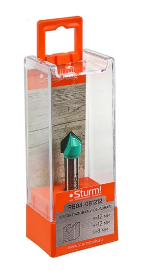 Sturm Фреза пазовая V-образная dxhxl 12x12x47,7 мм, хв.8 RB04-081212