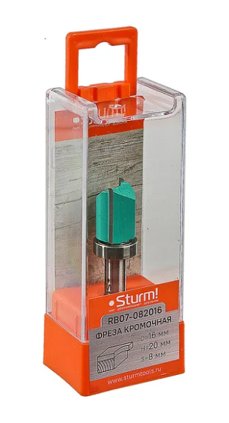 Sturm Фреза кромочная с верхним подшипником dxhxl 16x20x60 мм, хв.8 RB07-082016