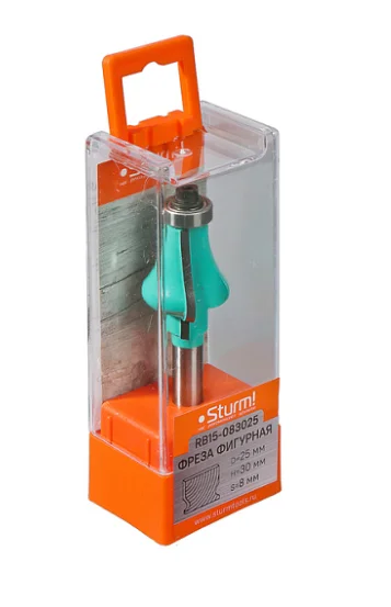 Sturm Фреза фигурная с подшипником dxhxl 25x30x74 мм, хв.8 RB15-083025