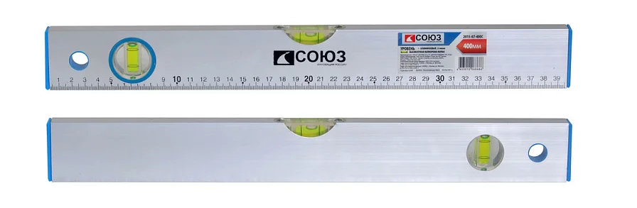 СОЮЗ Уровень строительный 400 мм, 2 глазка, точность 1мм/м, 2015-07-400С