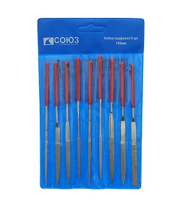 СОЮЗ Набор надфилей 9 шт, обрезиненная рукоятка, 1051-02-140С