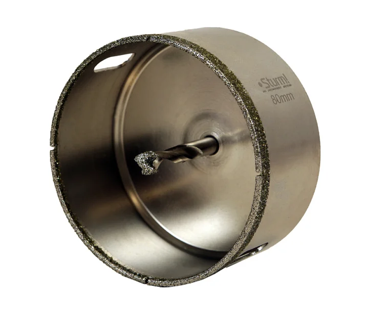 Sturm Коронка алмазная по керамограниту 80 х 70 мм,3гр. Хв., с центрир. Cверл. 1055-10-8070