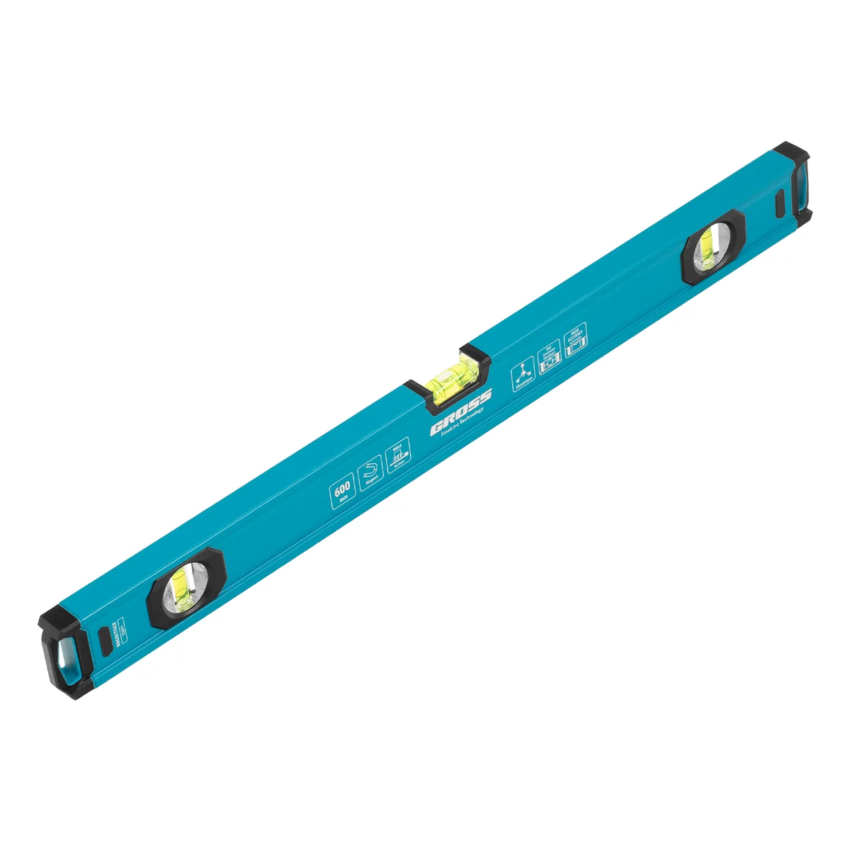 Gross Уровень алюминиевый, магнит., фрезерованный, 3 глазка, 0,5 мм/м, 600 мм 33651