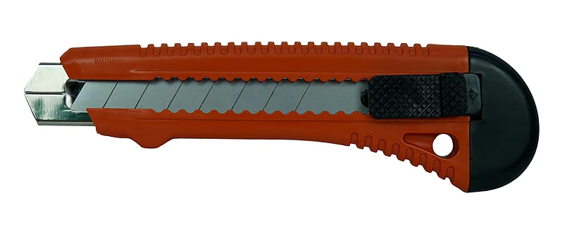 Sturm Нож строительный 18мм, механический фиксатор, металл. направляющая, 1076-09-02