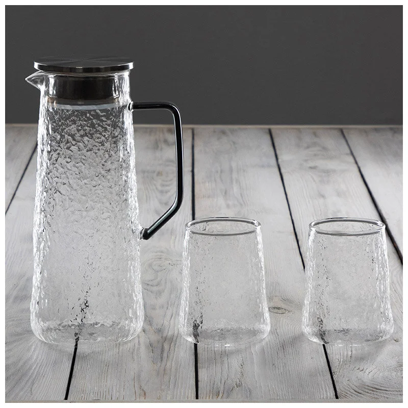 LEONORD Набор из 3 предметов AROMA: кувшин 1,5 л + 2 стакана по 450 мл из боросиликат. рельеф.стек 107978-SK