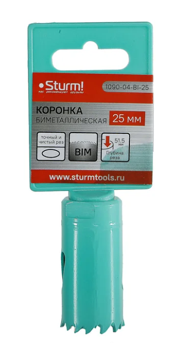 Sturm Коронка биметаллическая, 25 мм, 1/2", 1090-04-BI-25