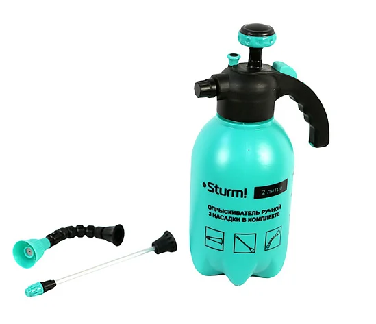 Sturm Опрыскиватель ручной 2 л, 3 насадки, с насосом, клапаном сброса давления 3016-22-02
