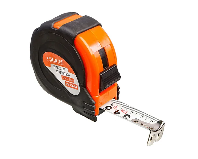 Sturm Рулетка 7,5х25мм, обрезиненная, магнит на зацепе, 21825SP