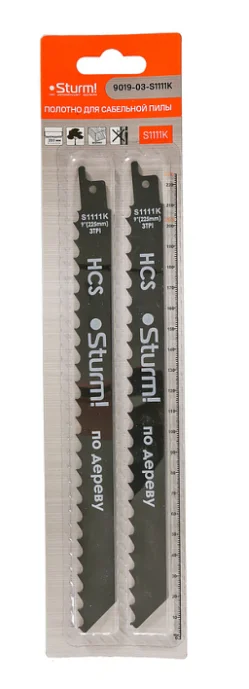 Sturm Полотно для сабельной пилы ДЕРЕВО 2шт 225/8,5мм (грубая древ без гвоздей) 9019-03-S1111K