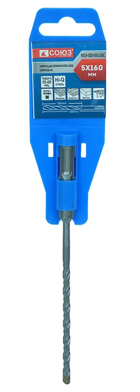 Союз Бур SDS+ 05x160 мм с твердосплавной напайкой, СПИРАЛЬ S4 , 9019-SDS-05x160C