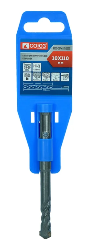 Союз Бур SDS+ 10x110 мм с твердосплавной напайкой, СПИРАЛЬ S4 , 9019-SDS-10x110C