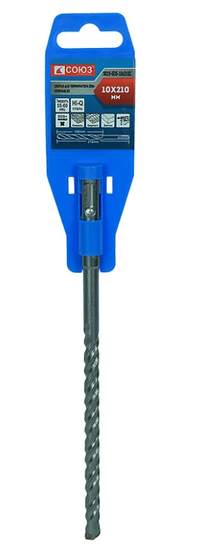 Союз Бур SDS+ 10x210 мм с твердосплавной напайкой, СПИРАЛЬ S4 , 9019-SDS-10x210C